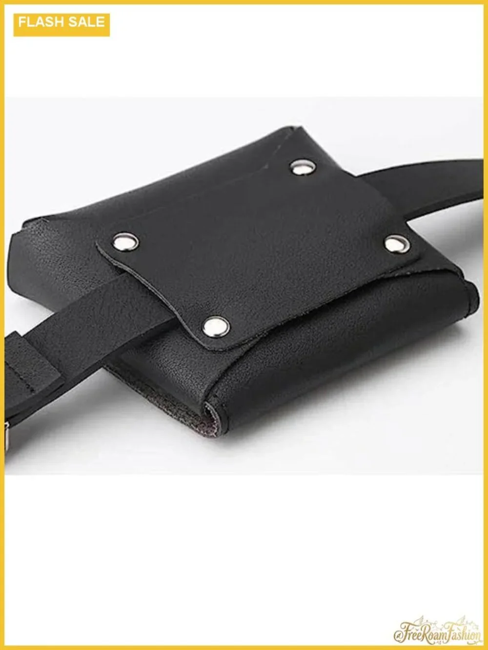 eYLun Women's Faux Leather Grommet Chain Belt with Mini Waist Bag Punk Goth